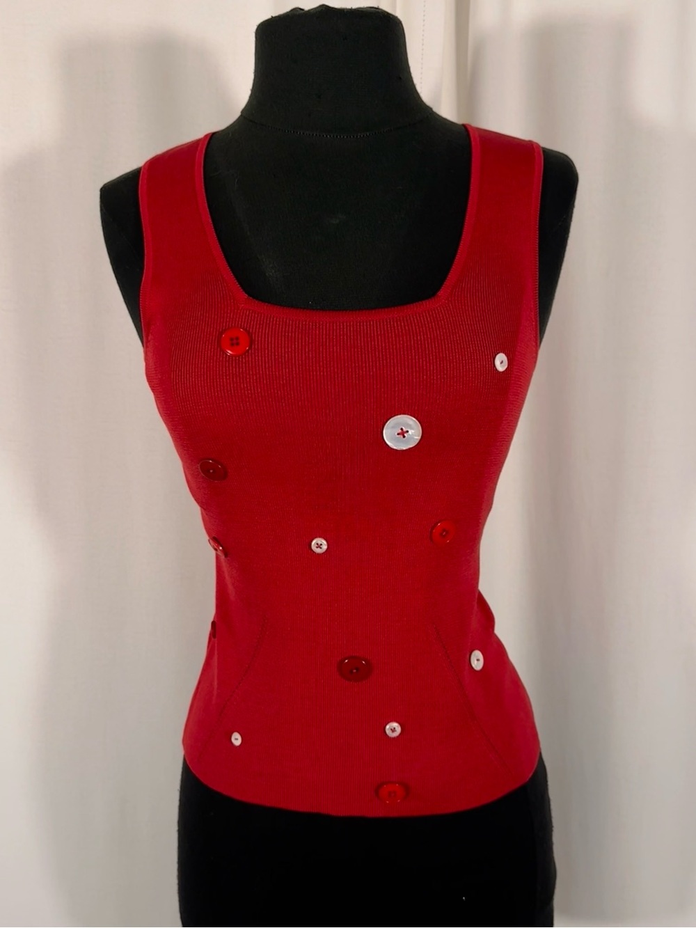 Vintage Ann Taylor Red Silk Knit Button Top